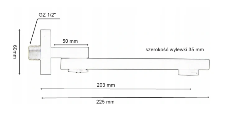 wylewka SKŁADANA / ŁAMANA rysunek techniczny