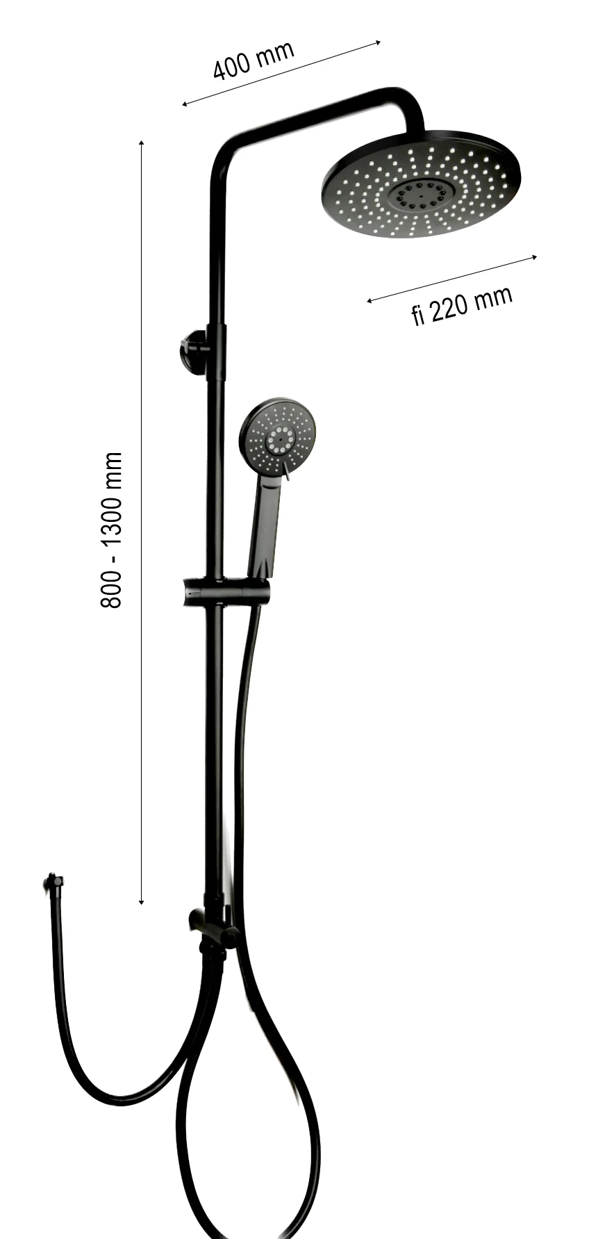 Rysunek techniczny — UNO BLACK — zestaw z baterią i deszczownicą 22 cm. — UNO BLACK — zestaw z baterią i deszczownicą 22 cm