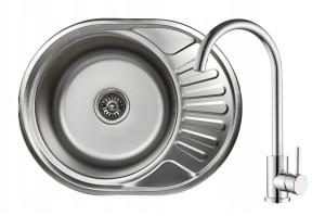 Zlewozmywak stalowy 5745 S8/180 Satyna + Bateria chrom