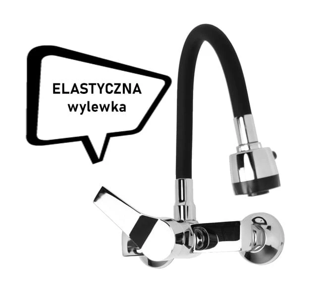 FLEXI ścienna czarna / chrom — czarna wylewka i chromowany korpus