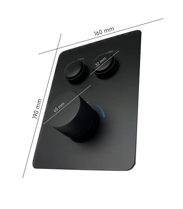 Rysunek wymiarowy panelu EXEO 2 — EXEO 2 BLACK — zestaw podtynkowy 40 cm