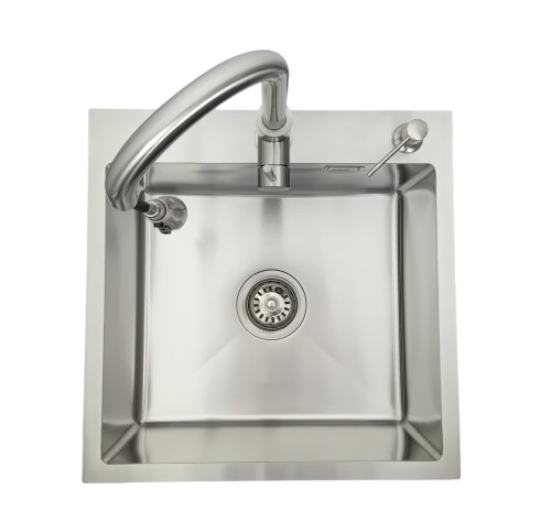 Zlewozmywak stalowy STELLMAN 5050 Inox z Dozownikiem i Baterią MIURA