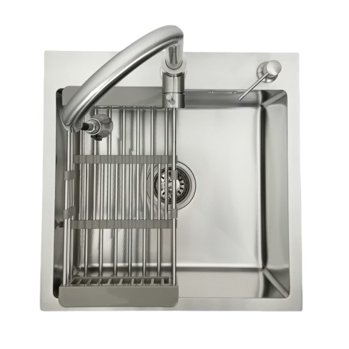 Zlewozmywak stalowy STELLMAN 5050 Inox z Dozownikiem, Koszykiem i Baterią MIURA