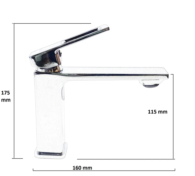 Bateria umywalkowa VORO chrom 1604-1 Stellman - rysunek techniczny