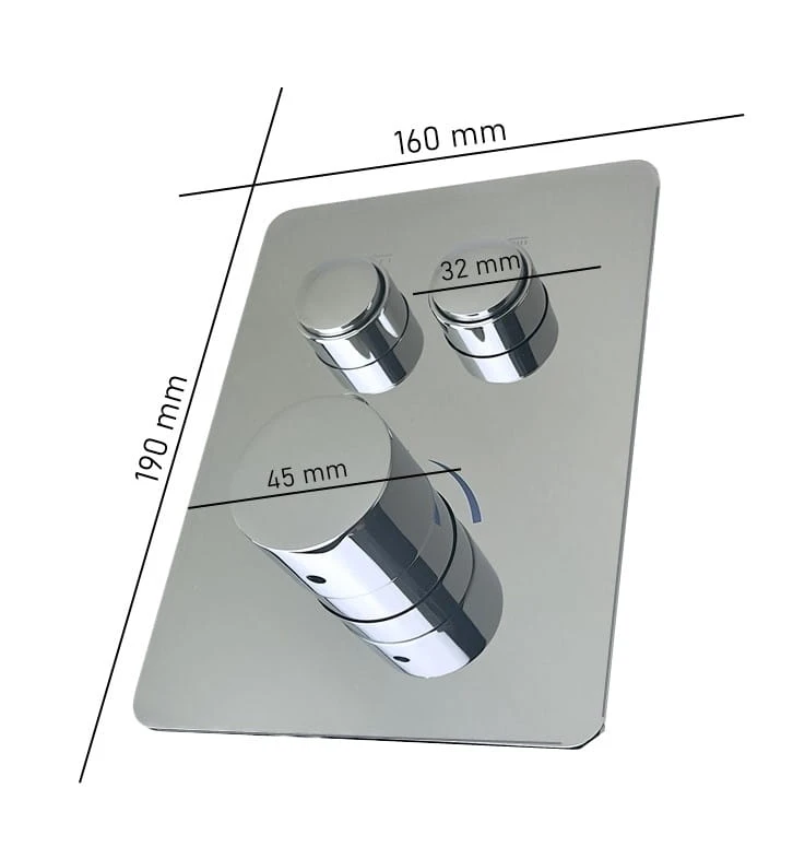 Rysunek wymiarowy panelu EXEO 2 — EXEO 2 — zestaw termostatyczny 30 cm chrom
