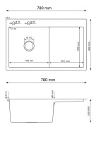 Rysunek techniczny zlewozmywaka stalowego 7849 L