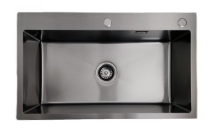 Zlewozmywak stalowy jedno komorowy  STEEL 7545 czarny (OUTLET7)