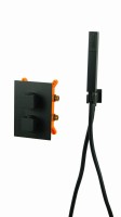 VIVID BLACK TR2 termostatyczna bateria natryskowa prysznicowa deszczownica Ultra Slim 25 cm CZARNA