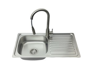 Zestaw kuchenny Stellman® 75x40 LEN DEKOR + bateria AFINO INOX z wyciąganą wylewką