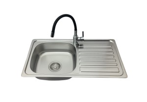 Zestaw kuchenny Stellman® 75x40 LEN DEKOR + bateria kuchenna czarna FLEXI