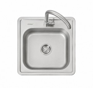 Nowoczesny zestaw do kuchni: Zlewozmywak 48x48 cm + bateria LUGA INOX