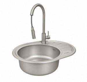 Nowoczesny zestaw do kuchni: Zlewozmywak 57x45 cm + bateria AFINO z wyciąganą wylewką