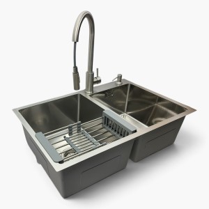 Zlewozmywak 7549 inox + bateria AFINO + Dozownik + Koszyk teleskopowy