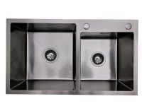 Zlewozmywak stalowy dwukomorowy STEEL 7845 CZARNY