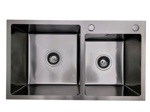 Zlewozmywak stalowy dwukomorowy STEEL 7845 CZARNY