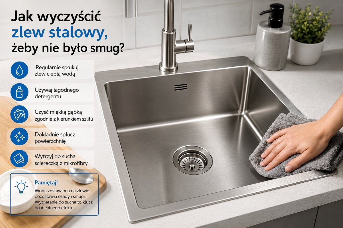 Jak wyczyścić zlew stalowy, żeby nie było smug?