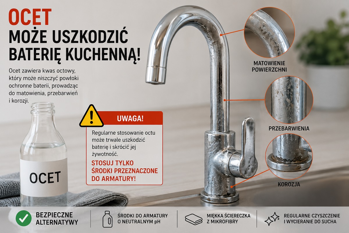 Czy ocet może uszkodzić baterię kuchenną? Fakty, mity i skutki niewłaściwego czyszczenia armatury