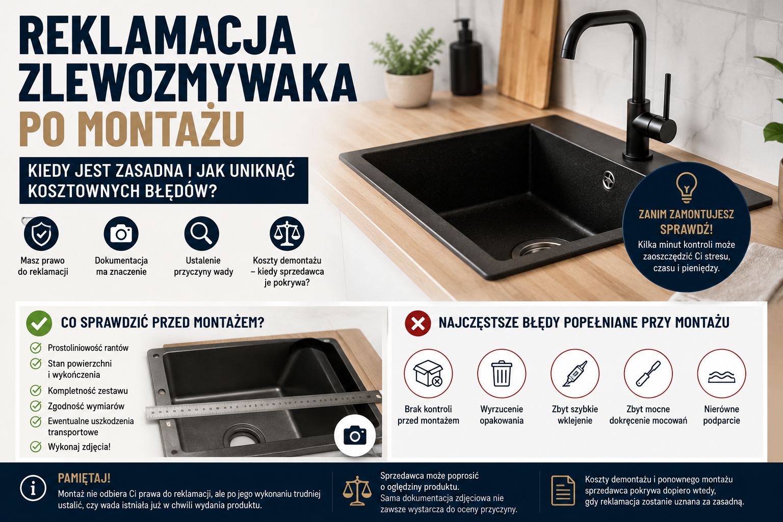 Reklamacja zlewozmywaka po montażu – kiedy jest zasadna i jak uniknąć kosztownych błędów?