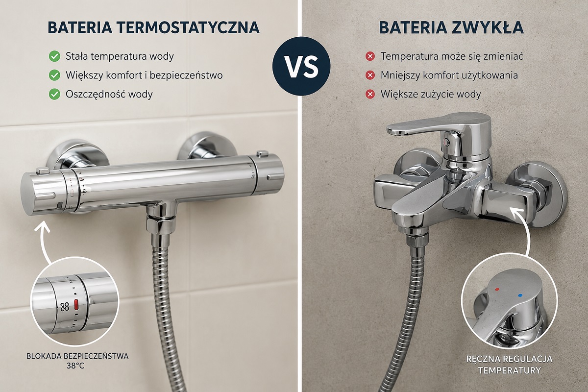 Bateria termostatyczna czy zwykła? Które rozwiązanie wybrać do łazienki?